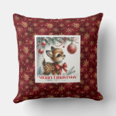 Serene Christmas scene baby deer kids room decor  クッション (裏面)