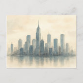 Serene Cityscape Reflection Print, Modern Skyline ポストカード (正面)