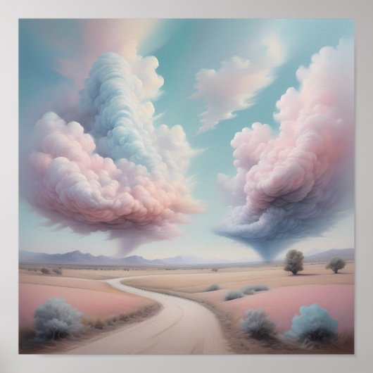 Serene Cloudscape - Dreamy Landscape Art ポスター (正面)