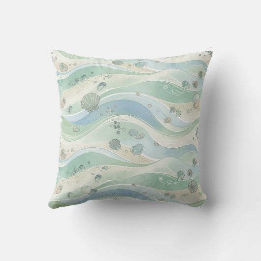 Serene Coastal Blend Seamless Pattern クッション (裏面)