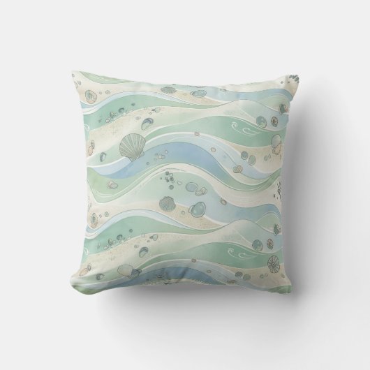 Serene Coastal Blend Seamless Pattern クッション (正面)