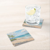Serene Coastal Morning Impressionist Beach Art スクエアペーパーコースター (インサイチュ)