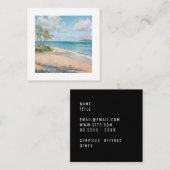 Serene Coastal Morning Impressionist Beach Art スクエア名刺 (正面/裏面)