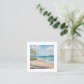 Serene Coastal Morning Impressionist Beach Art スクエア名刺 (スタンド正面)