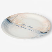 Serene Coastal Sail Birthday ペーパープレート (アングル)