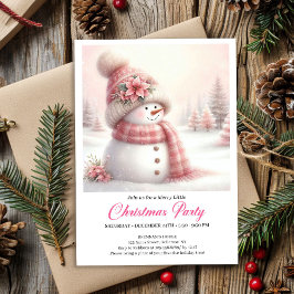 Serene Coquette Snowman Kids Christmas Invite 招待状