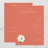 Serene Coral Floral Wedding Ceremony Schedule プログラム (正面/裏面)