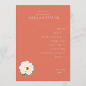 Serene Coral Floral Wedding Ceremony Schedule プログラム (正面)