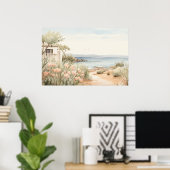 Serene Cyprus:デジタルウォーターカラーアートプリント ポスター (ホームオフィス)