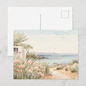 Serene Cyprus:デジタルウォーターカラーアートプリント ポストカード (正面/裏面)