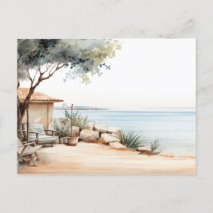 Serene Cyprus:デジタルウォーターカラーアートプリント ポストカード