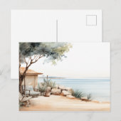 Serene Cyprus：デジタルウォーターカラーアートプリント ポストカード (正面/裏面)