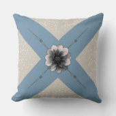 Serene Décor Dusty Blue and Beige Dahlia クッション (正面)