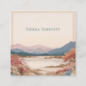 Serene Desert Bloom Landscape Gold Frame Rustic スクエア名刺 (正面)