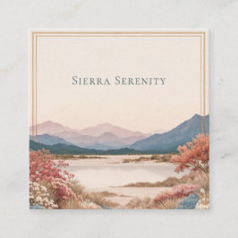 Serene Desert Bloom Landscape Gold Frame Rustic スクエア名刺