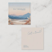 Serene Desert Pampas Grass Gold Frame Mountain スクエア名刺 (正面/裏面)