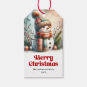 Serene Editable Kids Gift Tag Christmas Snowman ギフトタグ (正面)