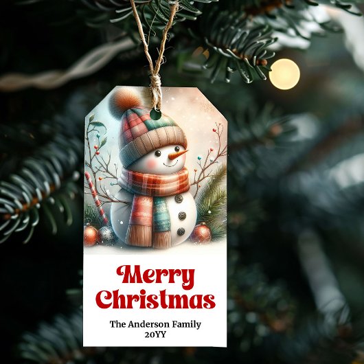 Serene Editable Kids Gift Tag Christmas Snowman ギフトタグ
