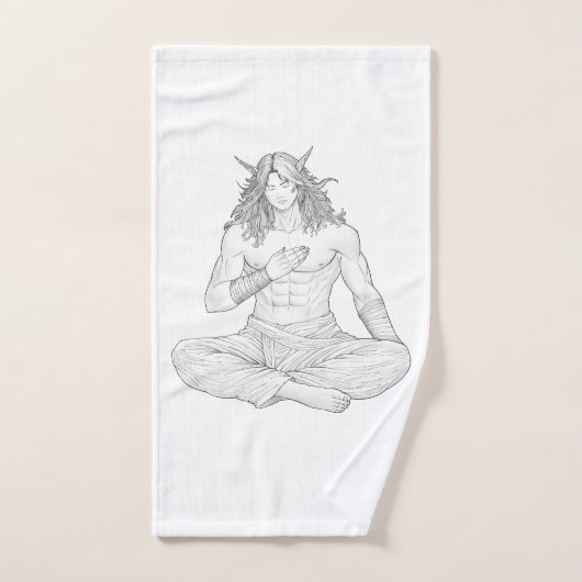 Serene Elf Warrior | Fantasy Anime Character Art ハンドタオル (ハンドタオル)
