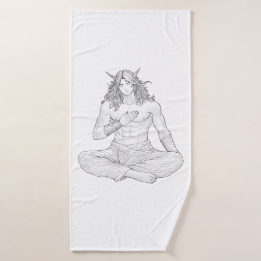 Serene Elf Warrior | Fantasy Anime Character Art バスタオル (バスタオル)