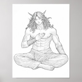 Serene Elf Warrior | Fantasy Anime Character Art ポスター