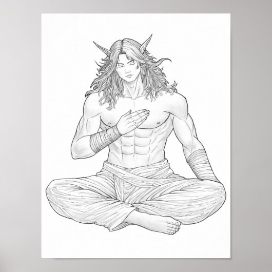 Serene Elf Warrior | Fantasy Anime Character Art ポスター (正面)