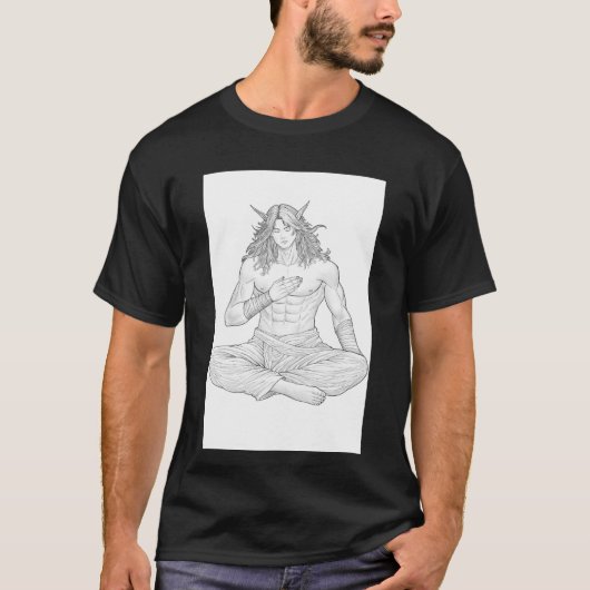 Serene Elf Warrior | Fantasy Anime Character Art Tシャツ (正面)