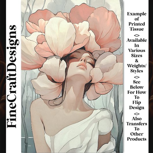 Serene Ethereal Woman Coral, Cream CC1 Decopage 薄葉紙