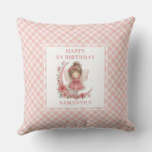 Serene Fairy Girl Blush Floral Birthday Pillow  クッション (裏面)
