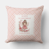 Serene Fairy Girl Blush Floral Birthday Pillow  クッション (正面)