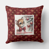Serene Fawn Christmas Pillow Gift for Kids Winter  クッション (裏面)