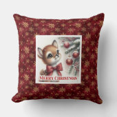 Serene Fawn Christmas Pillow Gift for Kids Winter  クッション (正面)