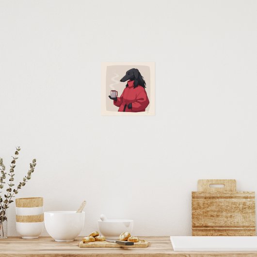 Serene Fluffy Pet Portrait - Modern Decor. ポスター (キッチン)