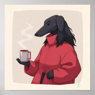 Serene Fluffy Pet Portrait - Modern Decor. ポスター