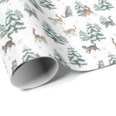 Serene Forest Cats Winter Snowy Pine Gift ラッピングペーパー (ロールコーナー)