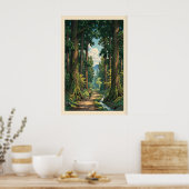 Serene Forest Path Wall Art Winding Trail, Tall ポスター (キッチン)