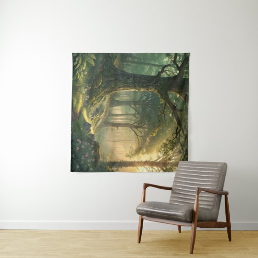 Serene Forest Scene Tapestry 57in Square Art タペストリー (インサイチュ(横))