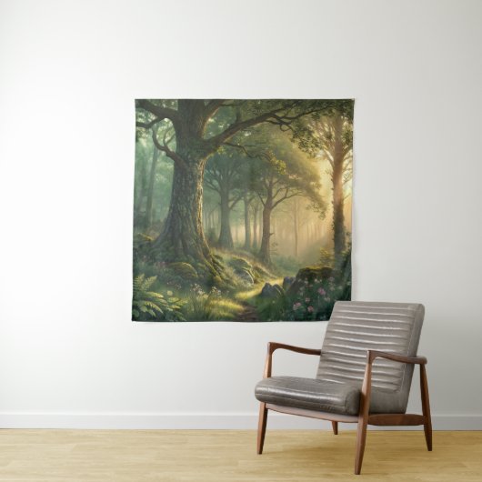 Serene Forest Scene Tapestry 57in Square Art タペストリー (インサイチュ)