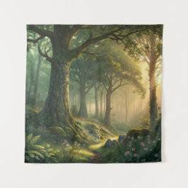 Serene Forest Scene Tapestry 57in Square Art タペストリー