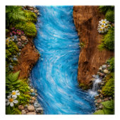Serene Forest Stream Tranquil Nature Water Art ポスター (正面)