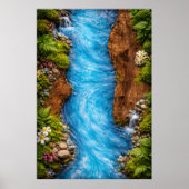Serene Forest Stream Tranquil Nature Water Art ポスター (正面)