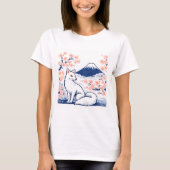 Serene Fox & Mount Fuji – Japanese Spring Tシャツ (正面)