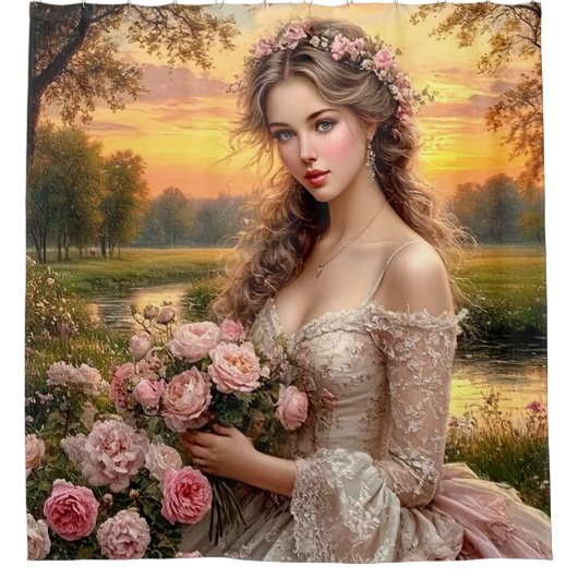 Serene Garden Beauty シャワーカーテン (正面)