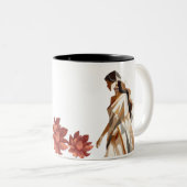 Serene Girl & Pink Lotus Flower Mug ツートーンマグカップ (正面右)