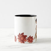 Serene Girl & Pink Lotus Flower Mug ツートーンマグカップ (中央)
