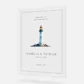 Serene Gray Watercolor Lighthouse アクリルサイン (傾斜)