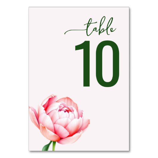 Serene Green Floral Wedding Table Card テーブルナンバー (正面)
