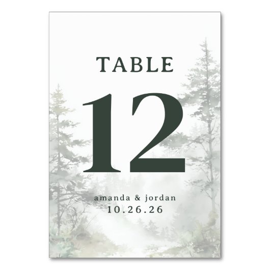 Serene Green Forest Table Number テーブルナンバー (正面)