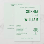 Serene Green Palm Tree Wedding Ceremony プログラム (正面/裏面)