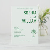 Serene Green Palm Tree Wedding Ceremony プログラム (スタンド正面)